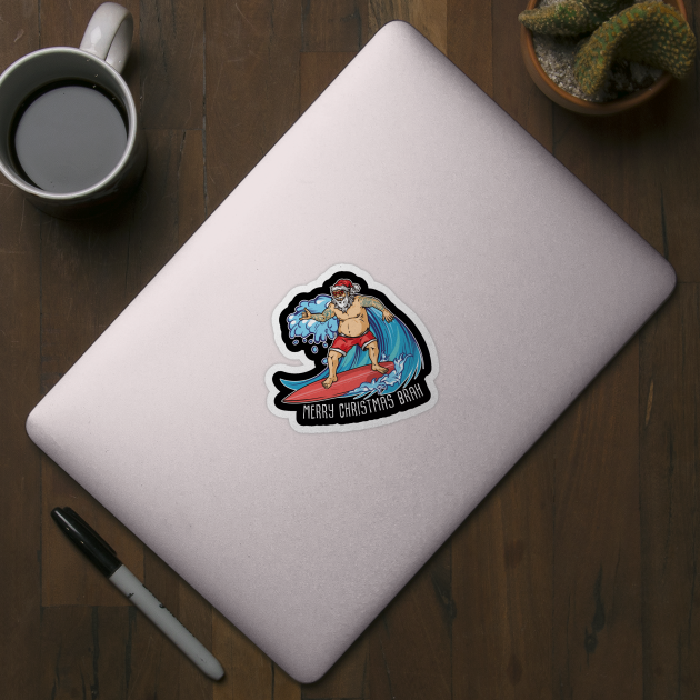 Merry Christmas Brah - Surfing Beach Santa by CaptainHobbyist